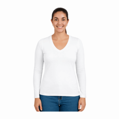 Camiseta Classic Lady Manga Larga Cuello V AE